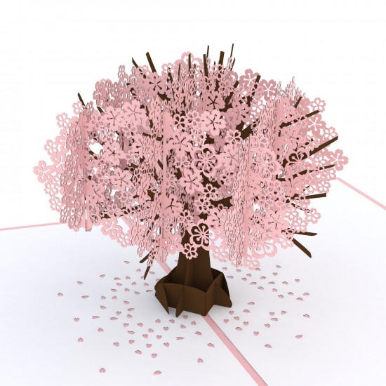 Carte de vœux - Cerisiers - POP UP 3D